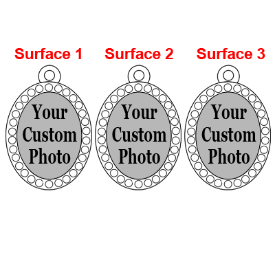 Silver-tone 3 Charms Custom Photo/Logo
