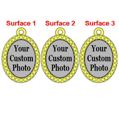 Gold-tone 3 Charms Custom Photo/Logo