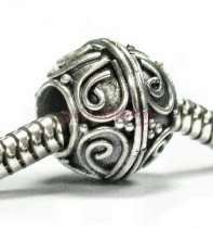 Sterling silver Round Flower Bead for Pandora Troll European Charm Bracelets