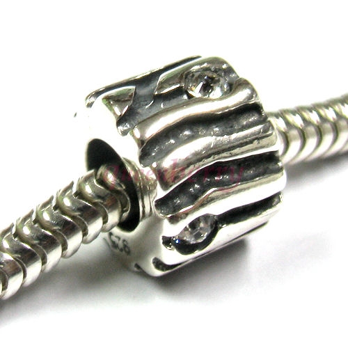 Sterling silver Clear CZ Crystal Bead for Pandora Troll European Charm Bracelets