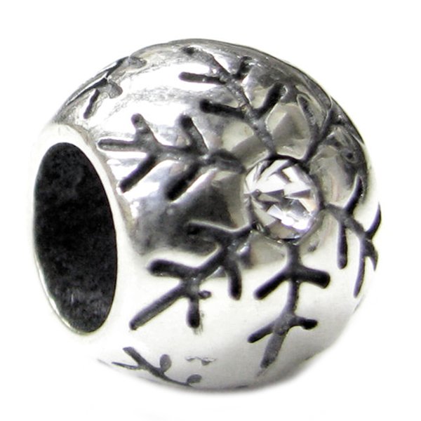 Christmasl Gift Sterling Silver Snowflake Clear Cz Bead For Pandora Troll European Charm Bracelets