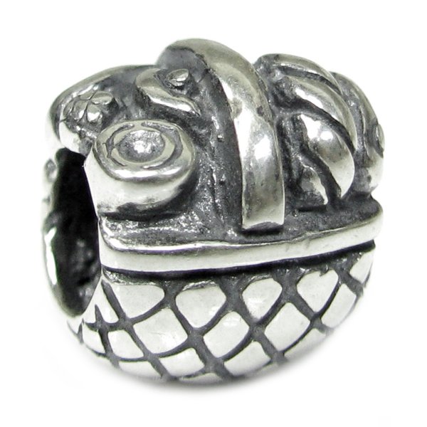Sterling Silver Chef Picnic Basket Bead for Pandora Troll European Charm Bracelets