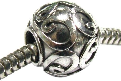 Queenberry .925 Sterling Silver Round Flower Bead for European Charm Bracelets