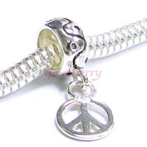 Sterling Silver Round bead PEACE Dangle Bead for Pandora Troll European Charm Bracelets