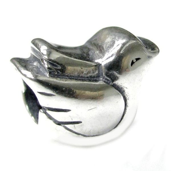 Sterling Silver Dove Bird Peace Bead for Pandora Troll European Charm Bracelets