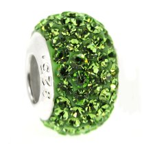 Sterling Silver BIRTHSTONE ROUND Crystal For Pandora Troll European Bead charm August