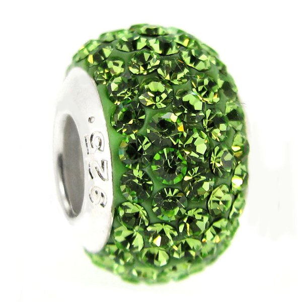 Sterling Silver BIRTHSTONE ROUND Crystal For Pandora Troll European Bead charm August