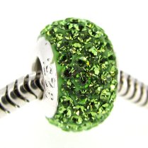 Sterling Silver BIRTHSTONE ROUND Crystal For Pandora Troll European Bead charm August