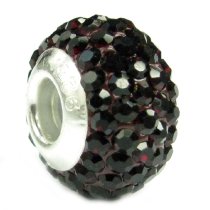 Sterling Silver BIRTHSTONE ROUND Crystal for Pandora Troll European Charm Bracelets JANUARY