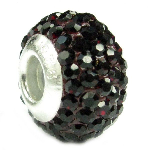 Sterling Silver BIRTHSTONE ROUND Crystal for Pandora Troll European Charm Bracelets JANUARY