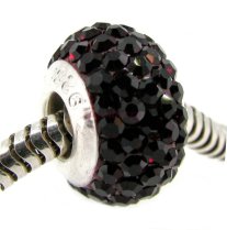 Sterling Silver BIRTHSTONE ROUND Crystal for Pandora Troll European Charm Bracelets JANUARY