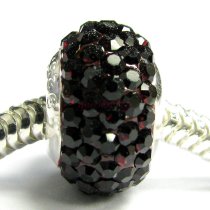 Sterling Silver BIRTHSTONE ROUND Crystal for Pandora Troll European Charm Bracelets JANUARY