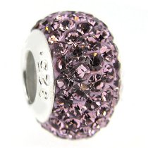 Sterling Silver BIRTHSTONE ROUND Crystal for Pandora Troll European Charm Bracelets June