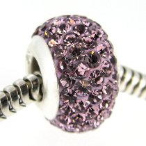 Sterling Silver BIRTHSTONE ROUND Crystal for Pandora Troll European Charm Bracelets June
