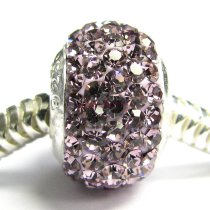 Sterling Silver BIRTHSTONE ROUND Crystal for Pandora Troll European Charm Bracelets June
