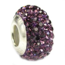 Sterling Silver BIRTHSTONE ROUND Crystal for Pandora Troll European Charm Bracelets February