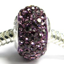 Sterling Silver BIRTHSTONE ROUND Crystal for Pandora Troll European Charm Bracelets February