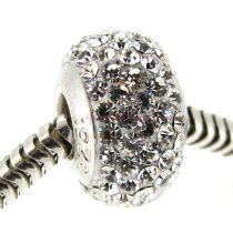 Sterling Silver Birthstone Round Crystal for Pandora Troll European Charm Bracelets April