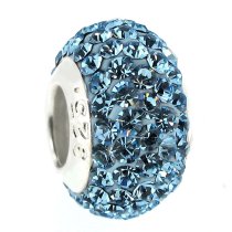 Sterling Silver BIRTHSTONE ROUND Crystal December for European Charm Bracelets