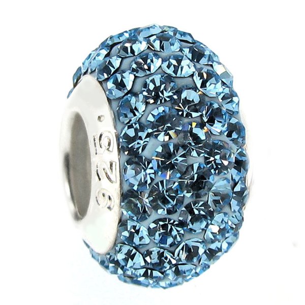 Sterling Silver BIRTHSTONE ROUND Crystal December for European Charm Bracelets