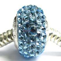 Sterling Silver BIRTHSTONE ROUND Crystal December for European Charm Bracelets
