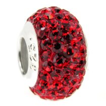 Sterling Silver Birthstone Round Siam Red Crystal for Pandora Troll European Charm Bracelets July