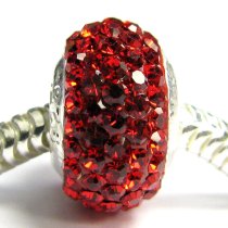Sterling Silver Birthstone Round Siam Red Crystal for Pandora Troll European Charm Bracelets July