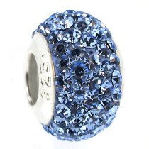 Sterling Silver March BIRTHSTONE ROUND Bead Crystals for Pandora Troll European Charm Bracelets