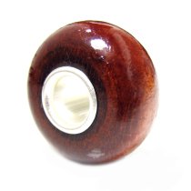 Sterling Silver Red Genuine Wood bead European Charm Bracelets