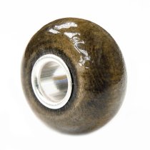 Sterling Silver Dark Brown Nature Wood Bead For European Charm Bracelets