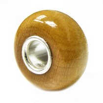 Sterling Silver Yellow Nature Wood bead For European Charm Bracelets