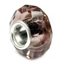 Sterling Silver BIRTHSTONE Amethyst Crystal European Bead charm February