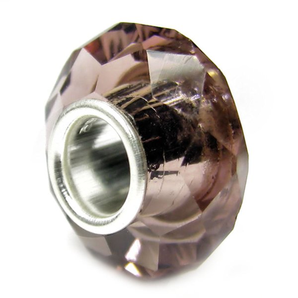 Sterling Silver BIRTHSTONE Amethyst Crystal European Bead charm February