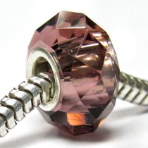 Sterling Silver BIRTHSTONE Amethyst Crystal European Bead charm February