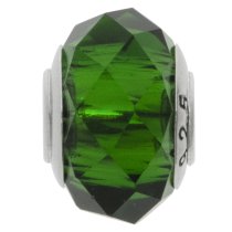 Sterling Silver Birthstone Emerald Crystal for Pandora, Chamilia, Biagi, Troll European Bead charm May