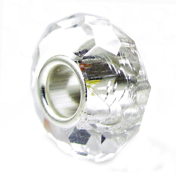 Sterling Silver BIRTHSTONE Clear Crystal European Bead charm April