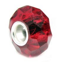 Sterling Silver BIRTHSTONE Red Crystal European Bead charm January