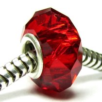 Sterling Silver BIRTHSTONE Red Crystal European Bead charm January