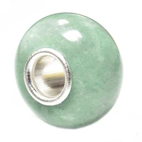 Sterling Silver Genuine Aventurine Stone Bead for European Charm Bracelets