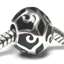 Sterling Silver Black Resin Bead for for European Charm Bracelets