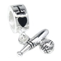 Sterling Silver I Love Baseball Bat for Pandora Troll Chamilia Biagi European Charm Bracelets