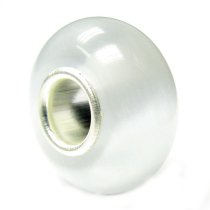 Sterling Silver ROUND white CAT EYE Bead for European Charm Bracelets