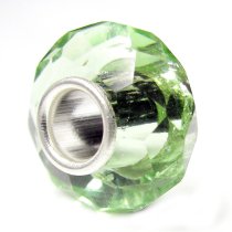 Sterling Silver BIRTHSTONE ROUND Crystal Peridot Green European Bead charm August