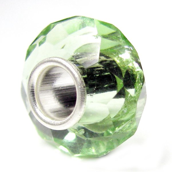Sterling Silver BIRTHSTONE ROUND Crystal Peridot Green European Bead charm August