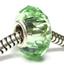 Sterling Silver BIRTHSTONE ROUND Crystal Peridot Green European Bead charm August