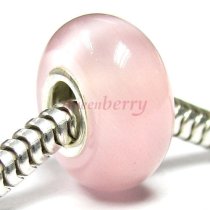 Sterling Silver Round Light Pink Rose CAT EYE Bead for European Charm Bracelets