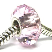 Sterling Silver Birthstone Pink ROSE Crystal European Bead charm October