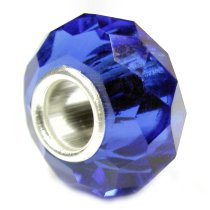 Sterling Silver BIRTHSTONE Crystal Sapphire Blue European Bead charm September