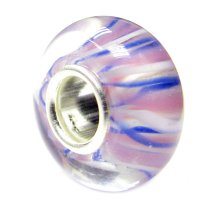 Sterling Silver Round Flower Murano Blue Pink Purple Glass Bead for European Charm Bracelets