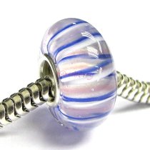Sterling Silver Round Flower Murano Blue Pink Purple Glass Bead for European Charm Bracelets